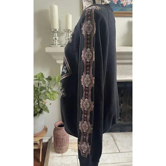 Tultex Sweats Appeals Vtg Black Pullover Rose Floral Size Large Made In USA - Picture 5 of 10
